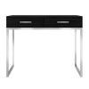 GRADE A1 - Anaya 2 Drawer Dressing Table in Black with Chrome Legs