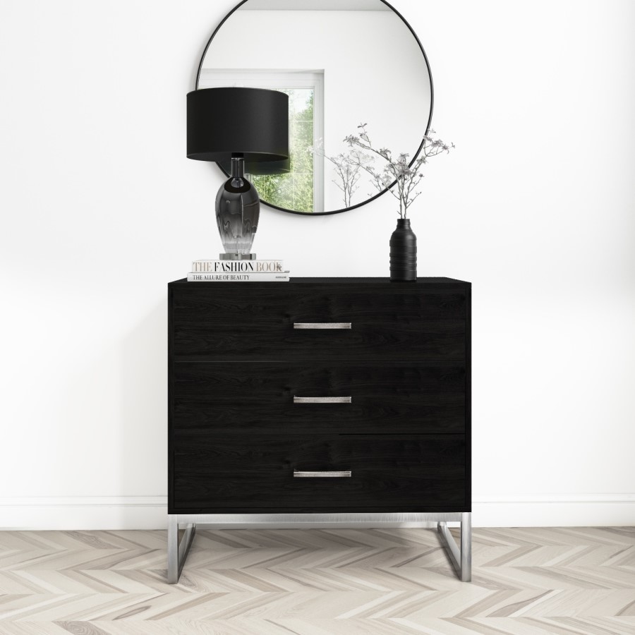 Black Chest of 3 Drawers - Kaia