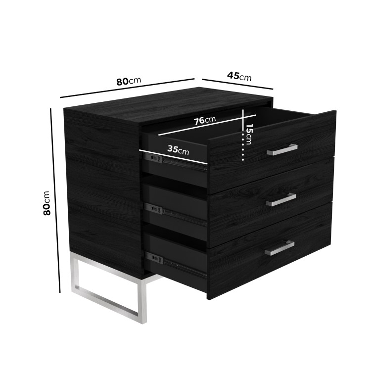 Black Chest of 3 Drawers - Kaia