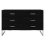 GRADE A2 - Black Solid Wood 6 Drawer Wide Chest of Drawers - Anaya
