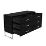 GRADE A2 - Black Solid Wood 6 Drawer Wide Chest of Drawers - Anaya