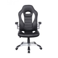 Talladega Racing Chair in Black and White Faux Leather