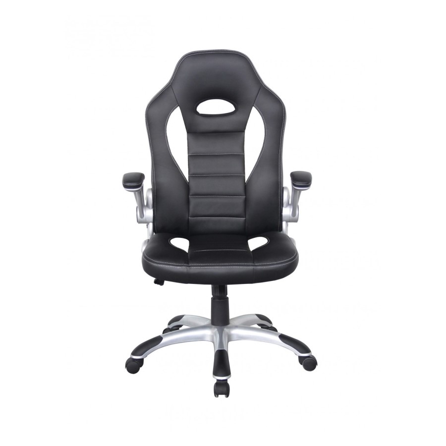 Talladega Racing Chair in Black and White Faux Leather