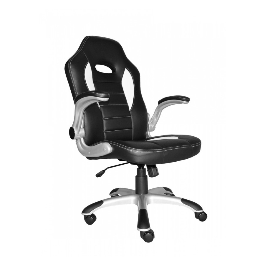 Talladega Racing Chair in Black and White Faux Leather