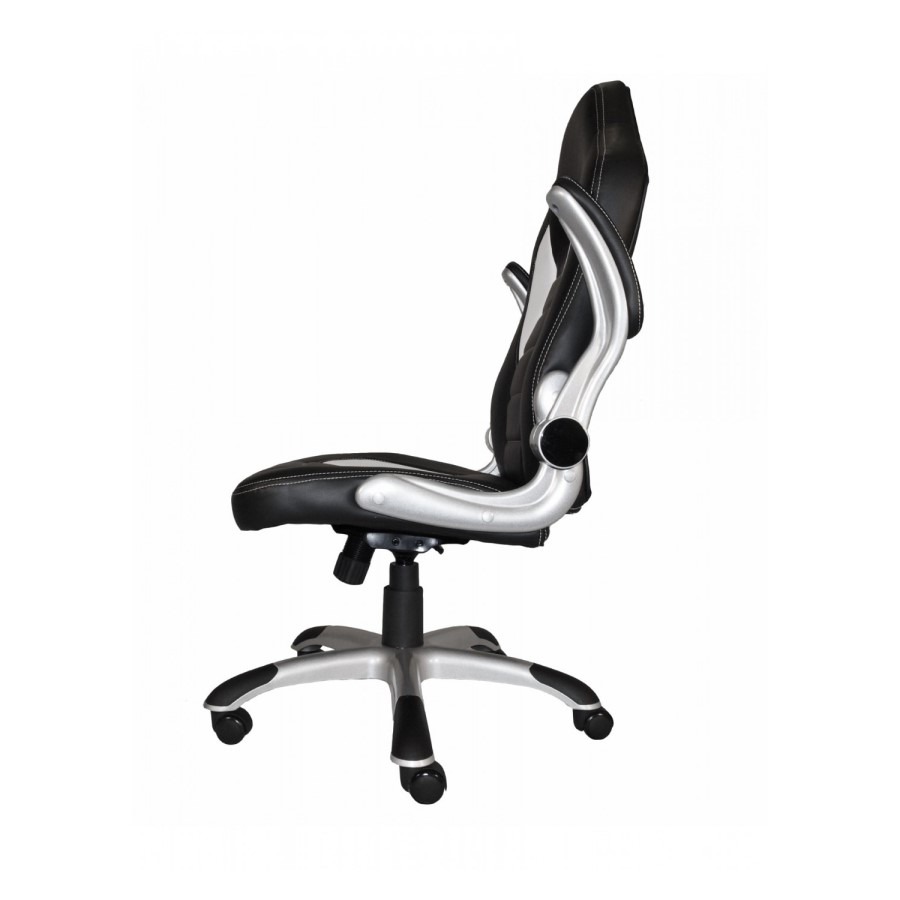 Talladega Racing Chair in Black and White Faux Leather