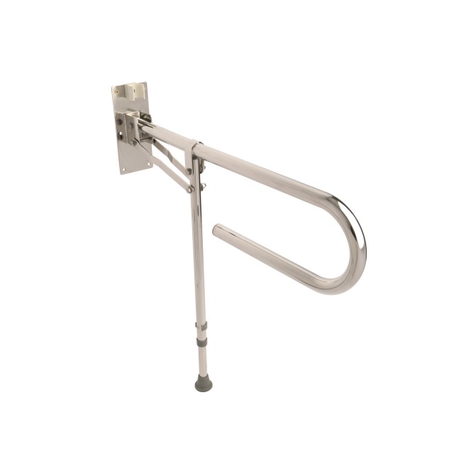 Stainless Steel Fold Away Hand Rail with Leg 850mm