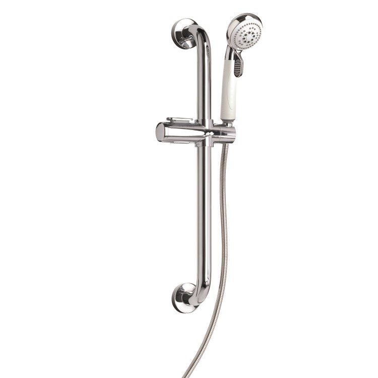 Croydex Chrome  Round Adjustable Height Slide Rail Kit with Hand Shower