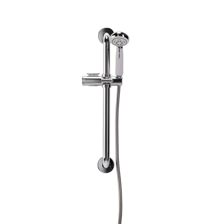 Croydex Chrome  Round Adjustable Height Slide Rail Kit with Hand Shower