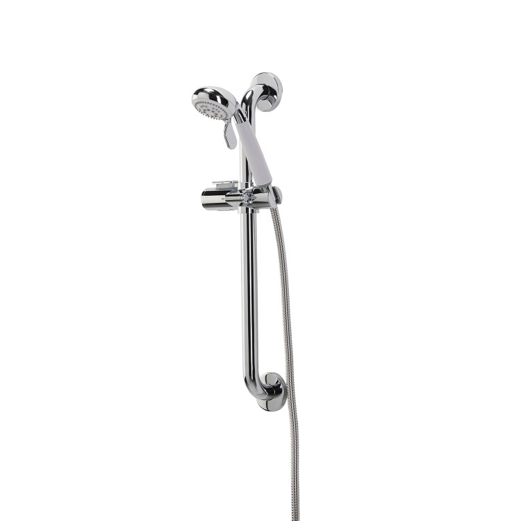 Croydex Chrome  Round Adjustable Height Slide Rail Kit with Hand Shower