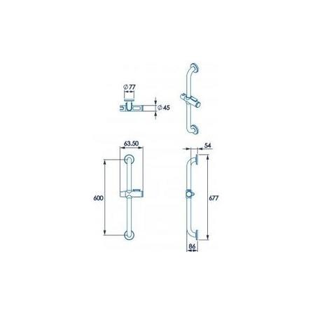 Croydex Chrome  Round Adjustable Height Slide Rail Kit with Hand Shower