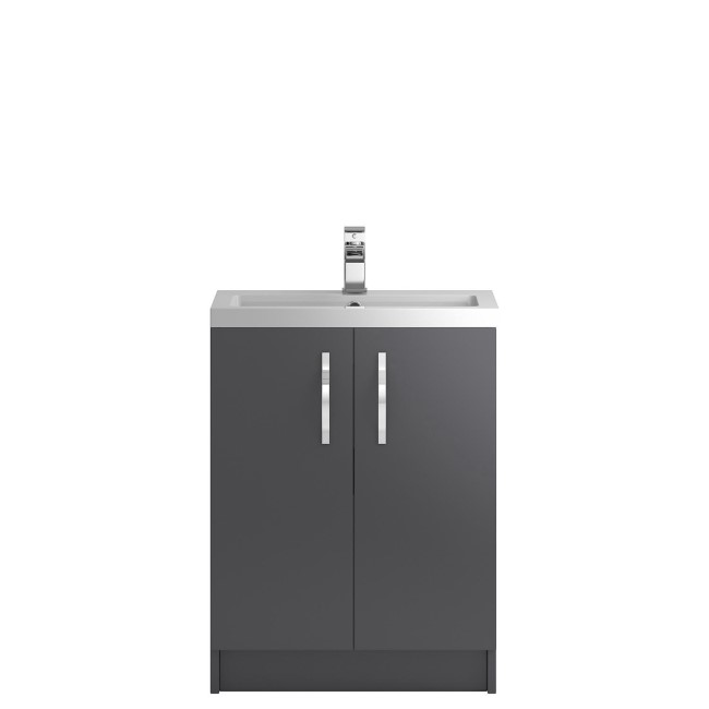 Grey Free Standing Bathroom Vanity Unit & Basin - W605 x H850mm