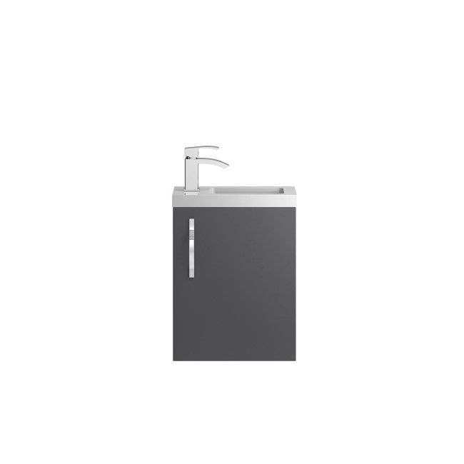 Grey Wall Hung Compact Bathroom Vanity Unit & Basin - W405 x H540mm