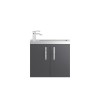 Grey Wall Hung Compact Bathroom Vanity Unit &amp; Basin - W605 x H540mm