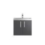 Grey Wall Hung Bathroom Vanity Unit & Basin - W605 x H540mm
