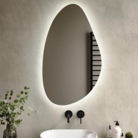 Pebble Backlit Bathroom Mirror with Battery Operated Lights 600 x 1000mm- Apollo