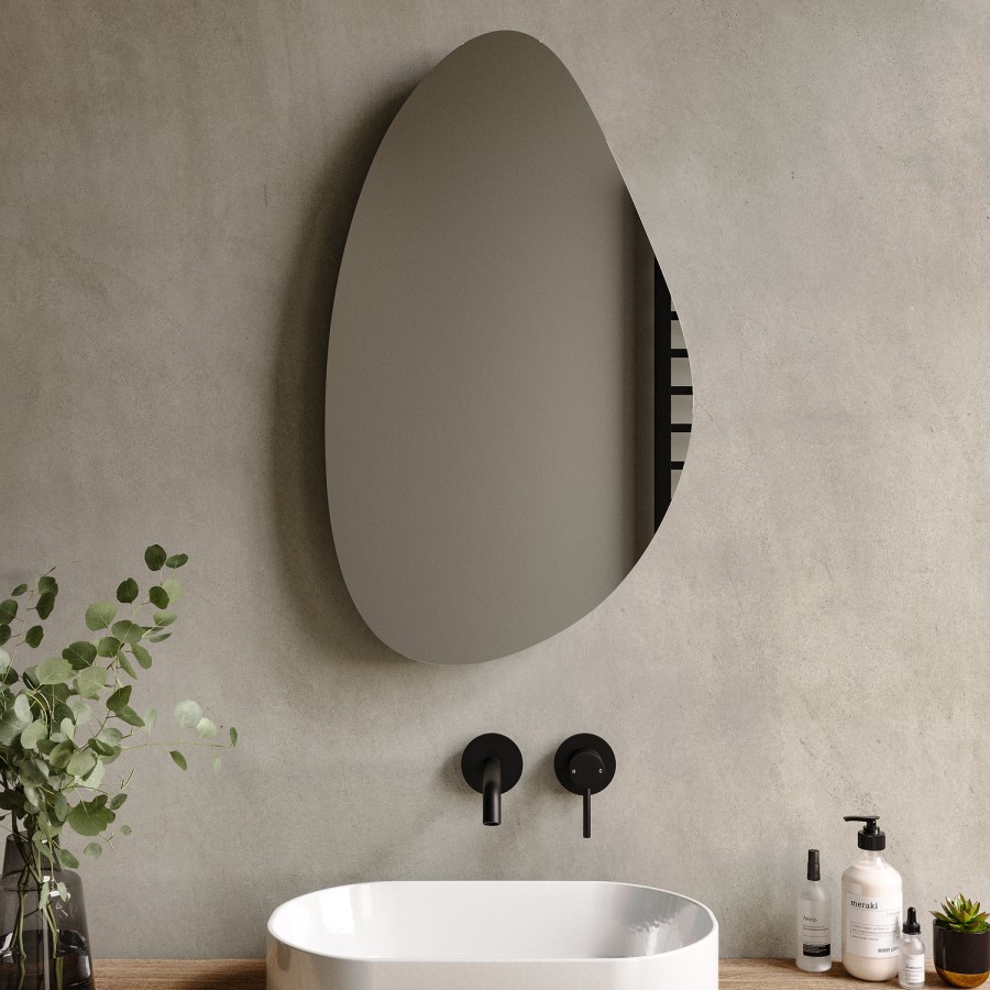 Pebble Backlit Bathroom Mirror with Battery Operated Lights 500 x 800mm - Apollo