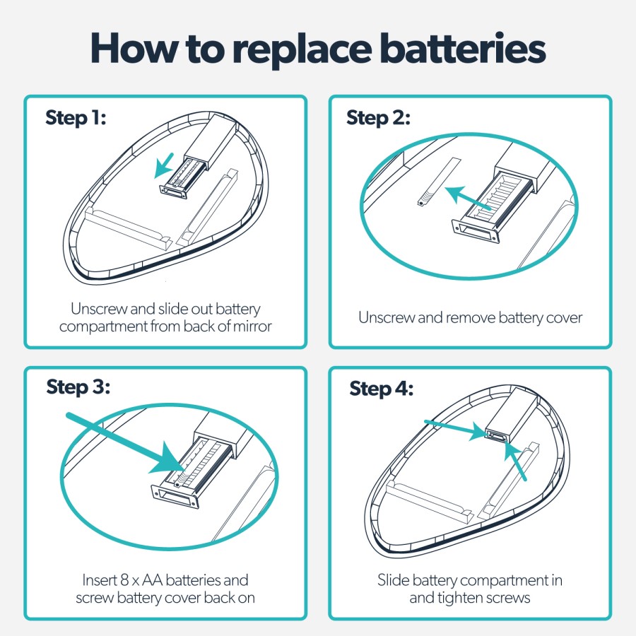 Pebble Backlit Bathroom Mirror with Battery Operated Lights 500 x 800mm - Apollo