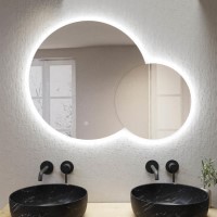 Round Backlit Heated Double Bathroom Mirror with Lights 900 x 700mm - Aquarius