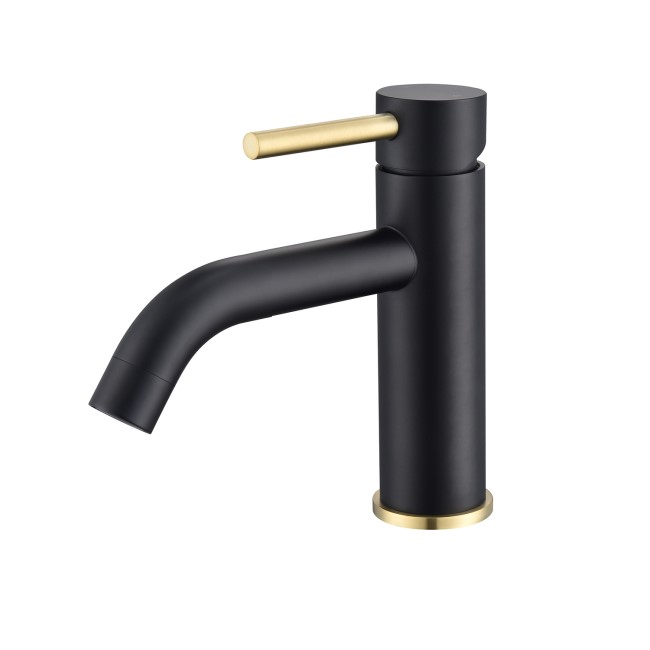 Black & Brass Mono Basin Mixer Tap - Arissa