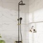 Black and Brass Thermostatic Mixer Shower with Round Overhead & Hand Shower - Arissa