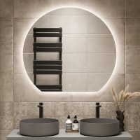 Semi Circle Backlit Heated Bathroom Mirror with Lights 1000 x 900mm - Ara