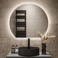 Semi Circle Backlit Heated Bathroom Mirror with Lights 800 x 700mm - Ara