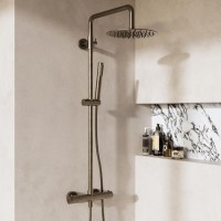 Antique Brass 2 Outlet Thermostatic Bar Mixer Shower Set with Hand Shower - Arissa