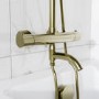 Brushed Brass Round Thermostatic Mixer Shower Set with Bath Filler Spout - Arissa