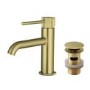 Brushed Brass Fluted Mono Basin Mixer Tap with Waste - Arissa