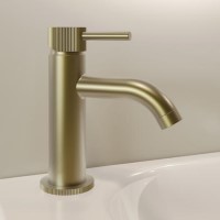Brushed Brass Fluted Cloakroom Mono Basin Mixer Tap with Waste - Arissa