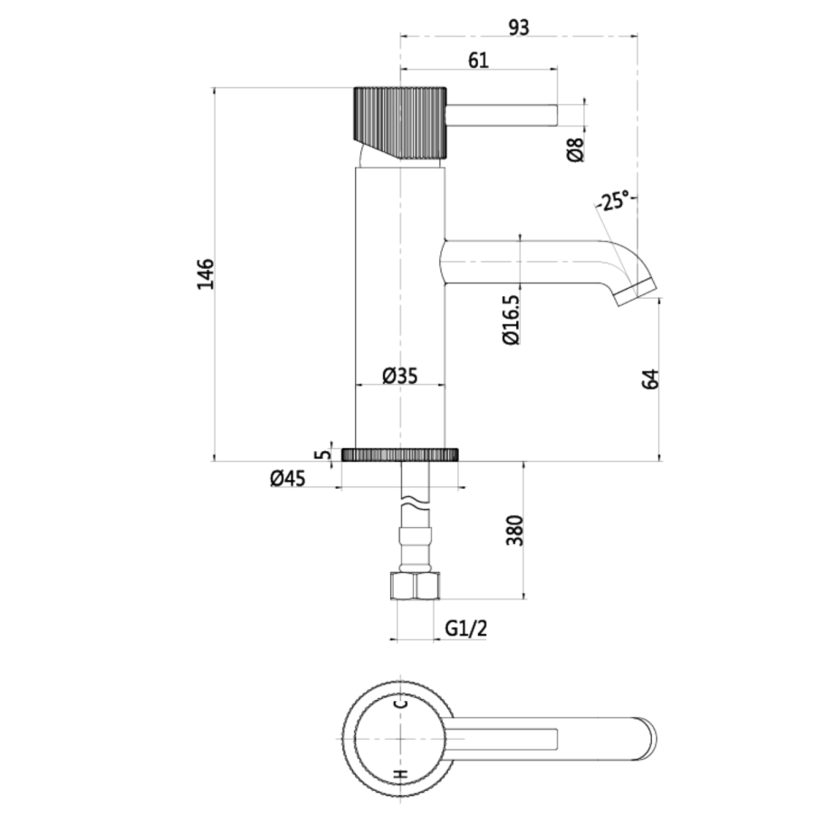 Brushed Brass Fluted Cloakroom Mono Basin Mixer Tap with Waste - Arissa