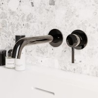 Black Chrome Wall Mounted Bath Mixer Tap - Arissa