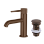 Brushed Bronze Fluted Cloakroom Mono Basin Mixer Tap with Waste - Arissa