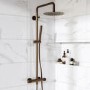 Brushed Bronze 2 Outlet Thermostatic Mixer Shower Set With Fluted Handles - Arissa