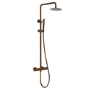 Brushed Bronze 2 Outlet Thermostatic Mixer Shower Set With Fluted Handles - Arissa
