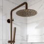 Brushed Bronze 2 Outlet Thermostatic Mixer Shower Set With Fluted Handles - Arissa