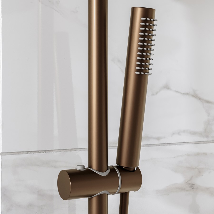 Brushed Bronze 2 Outlet Thermostatic Mixer Shower Set With Fluted Handles - Arissa
