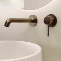 Brushed Bronze Fluted Wall Mounted Basin Mixer Tap - Arissa