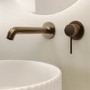 Brushed Bronze Fluted Wall Mounted Basin Mixer Tap - Arissa