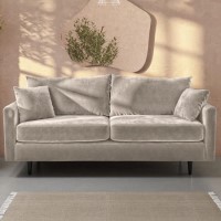 Beige Fabric Cushioned Sofa - Seats 3 - Archie
