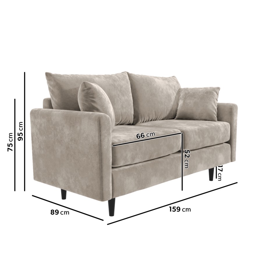 GRADE A2 - Beige 2 Seater Chenille Fabric Pocket Sprung Sofa - Archie