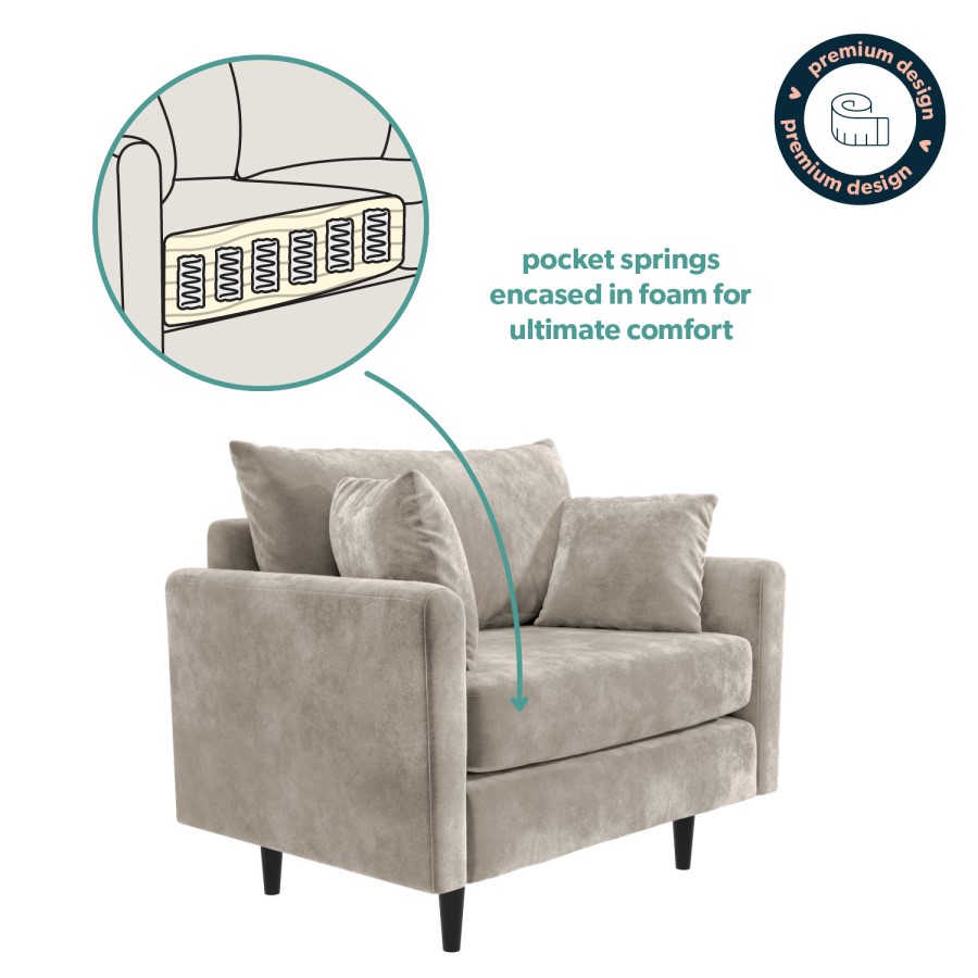 GRADE A2 - Beige Fabric Pocket Sprung Loveseat - Archie