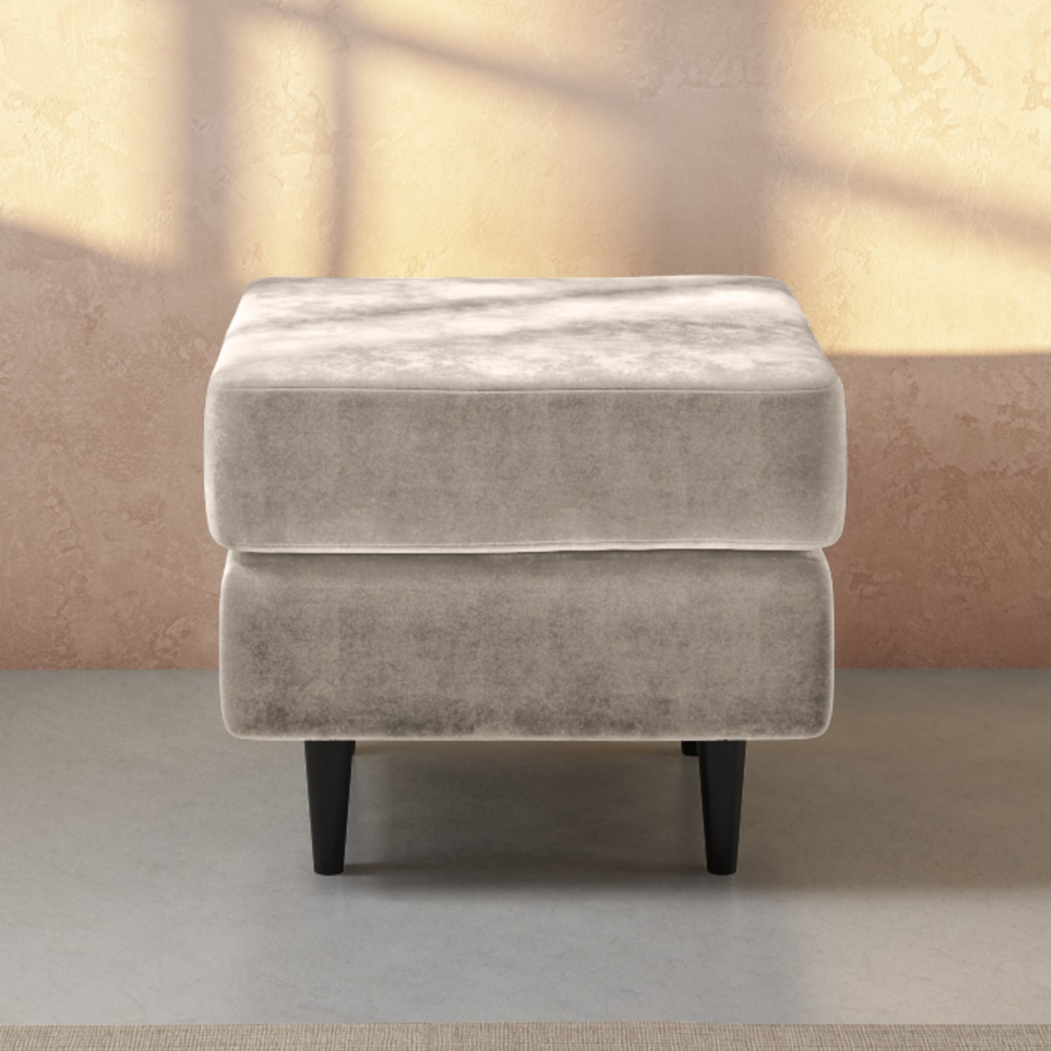 Photo of Small beige chenile fabric footstool - archie