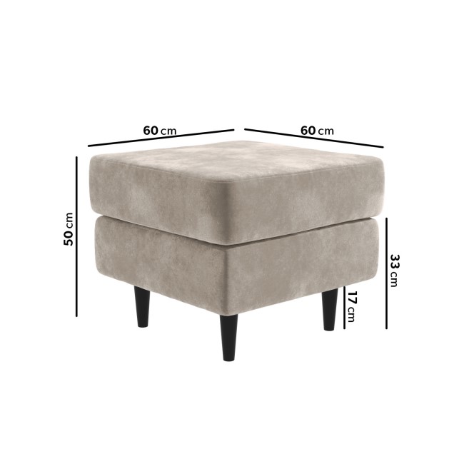 Small Beige Chenille Fabric Footstool - Archie