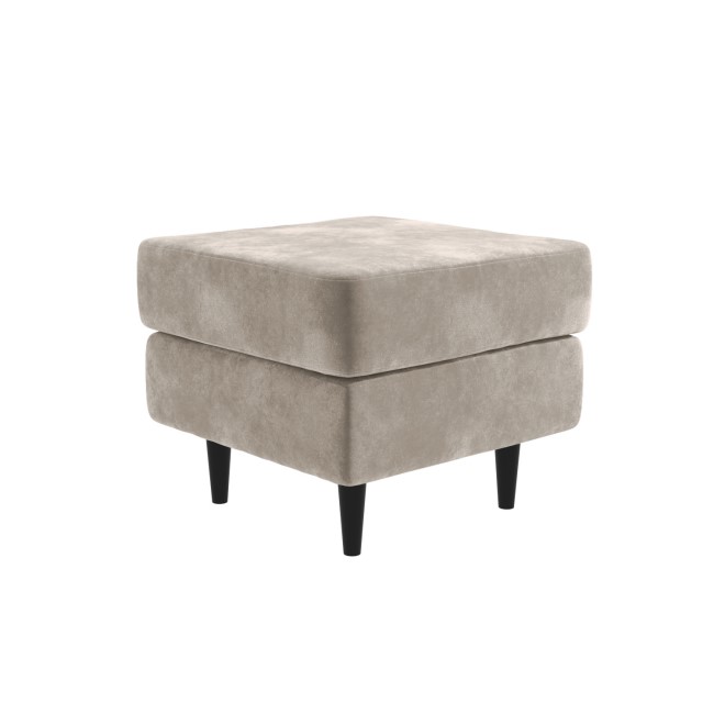 Small Beige Chenille Fabric Footstool - Archie