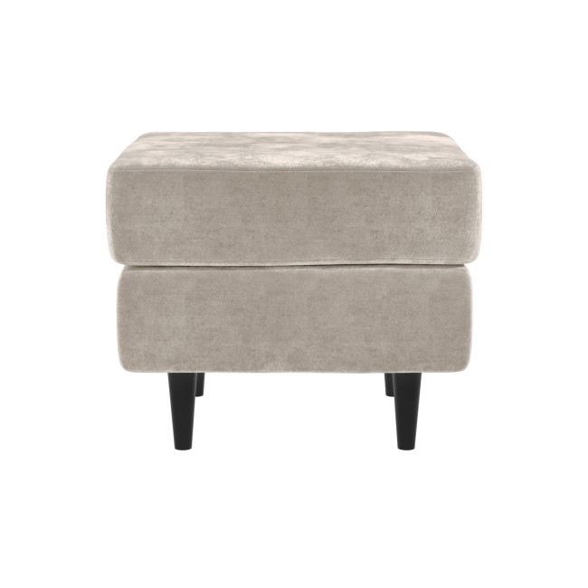 Small Beige Chenille Fabric Footstool - Archie