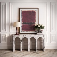 Large White Marble Effect Console Table - Archie