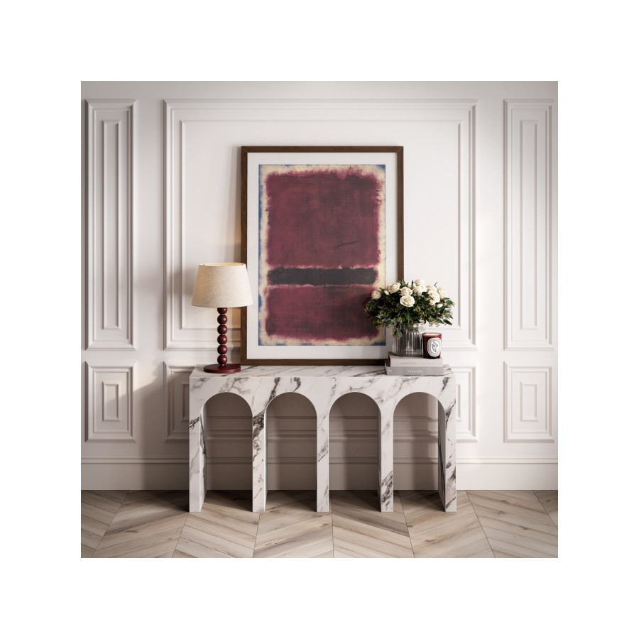 Large White Marble Effect Console Table - Archie