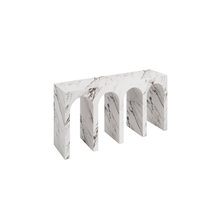 Large White Marble Effect Console Table - Archie