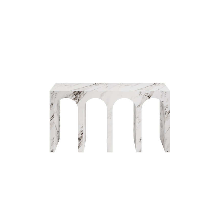 Large White Marble Effect Console Table - Archie
